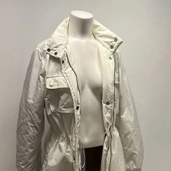 Red Valentino Puffer Jacket Trench Long Coat Full Zip Ivory Women's Size 44 US 6 - Picture 3 of 16